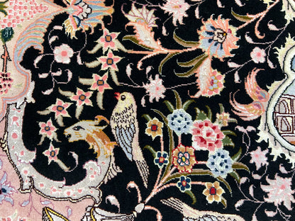 6'8"x10'3" Very-Fine Hand-Knotted Wool & Silk Blend Tabrize Carpet - Area Rug