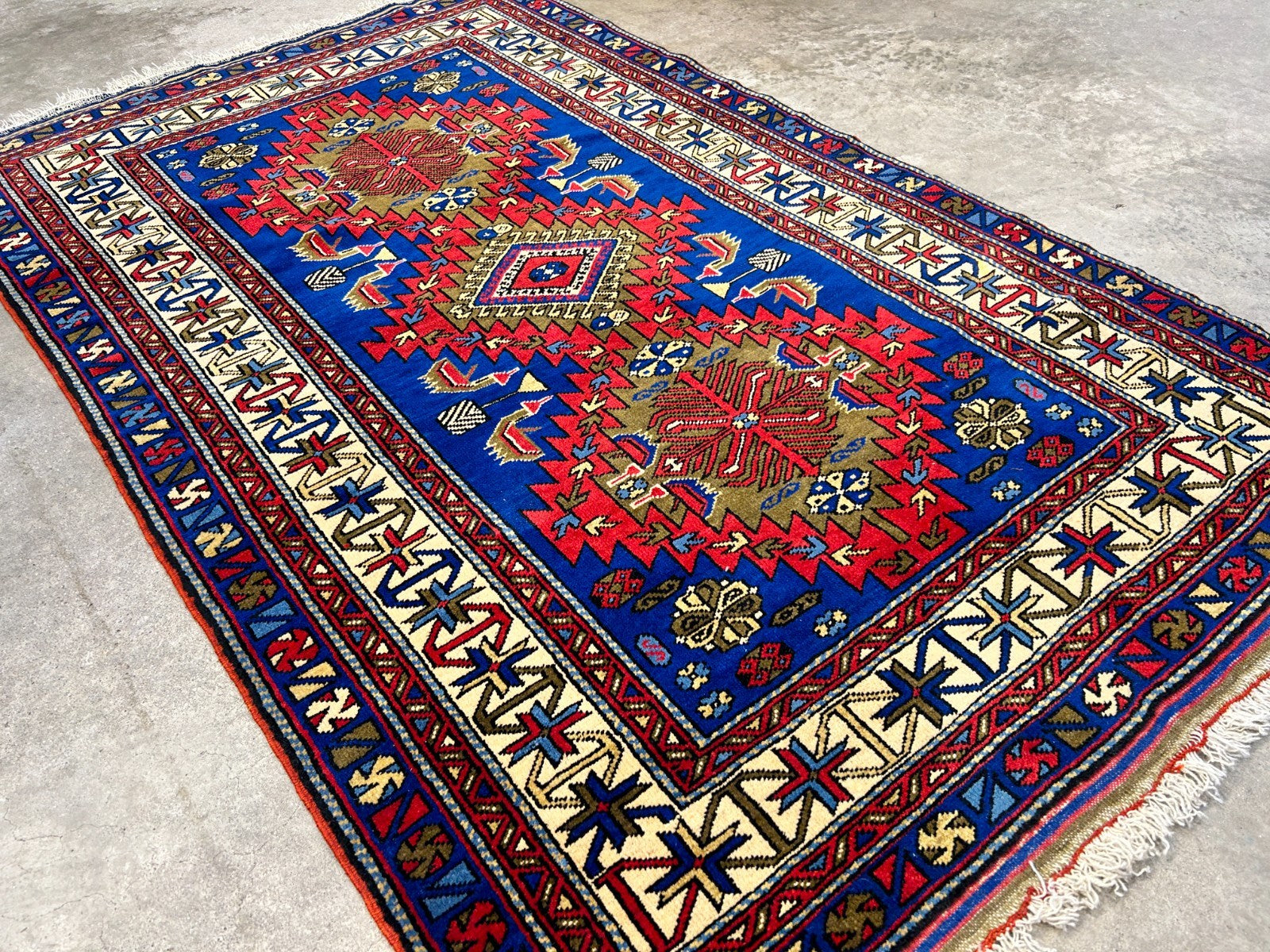 3'6"x5'9" Hand-Knotted 100% Wool Pile Yalamehe Rug