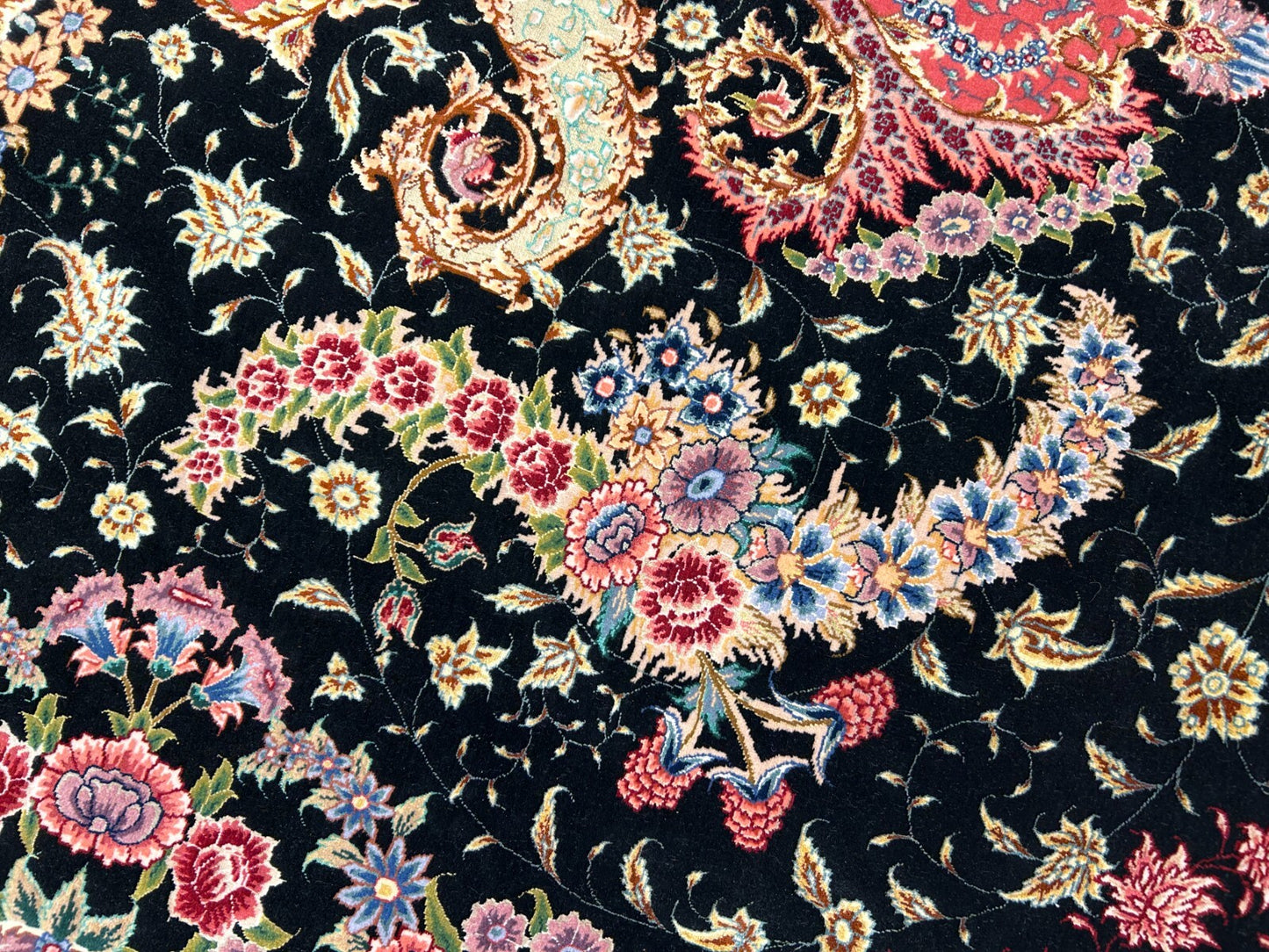 8'2"x11'7'' Hand-Knotted Very Fine Silk & Wool Pile Tabrize Benam Area Rug