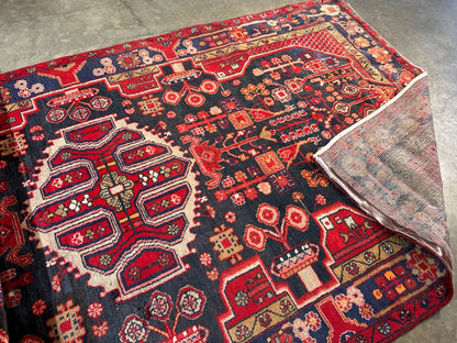 5'0" x 9'5" Hand-Knotted 100% Lamb Wool Pile Hamadane Area Rug- Carpet