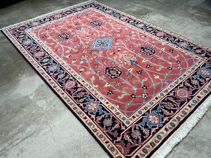 6'x9' Hand-Knotted 100% Wool Pile Indo-Serapi Carpet - Area Rug