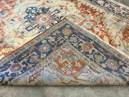 9'x12' Hand-Knotted 100% Lamb Wool Serapie Design Carpet - Area Rug