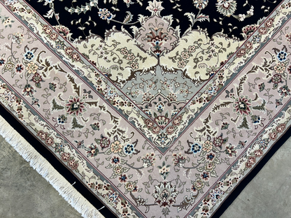 9'x12' Hand-Knotted Wool & Silk Blend Oriental Rug