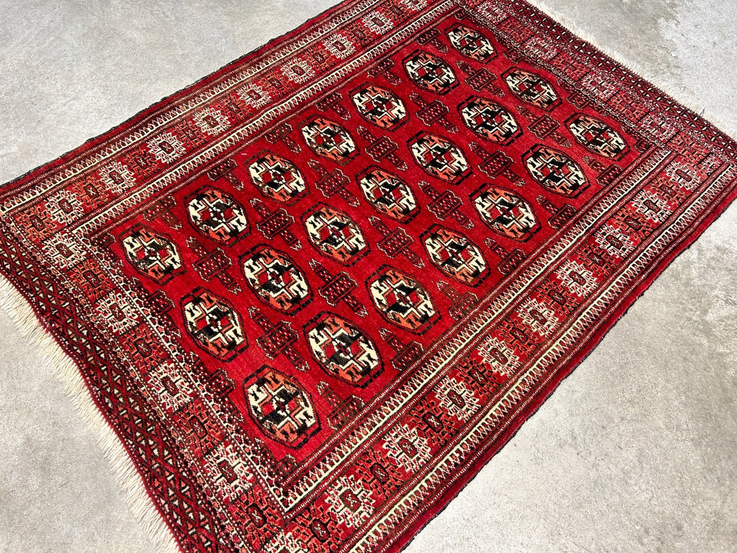 3'x4'2" Hand-Knotted 100% Wool Pile Turkaman Bokhara Rug