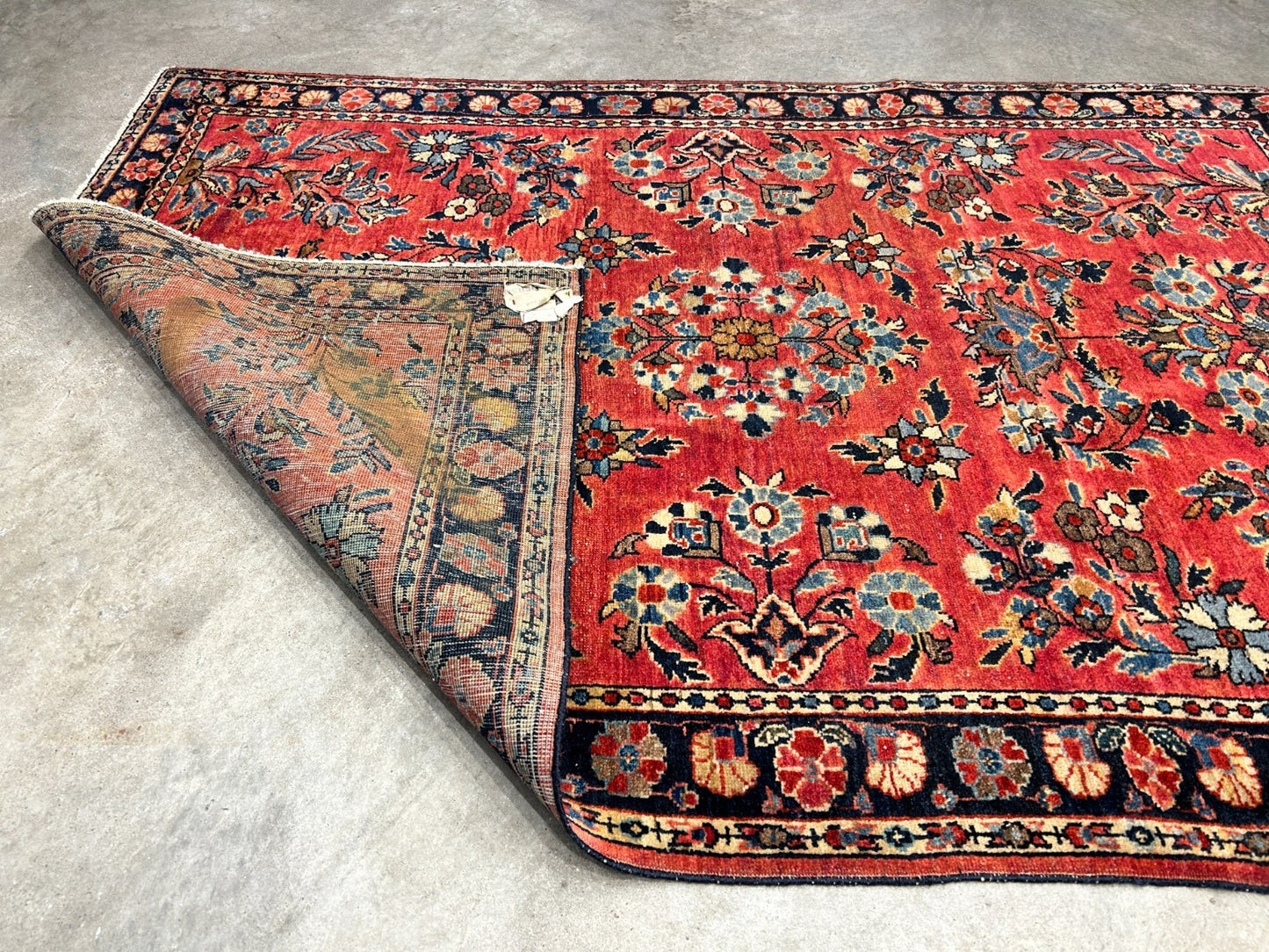 3'4"x4'10" Antique Hand-Knotted 100% Wool Pile Sarouke Mohajeran Rug