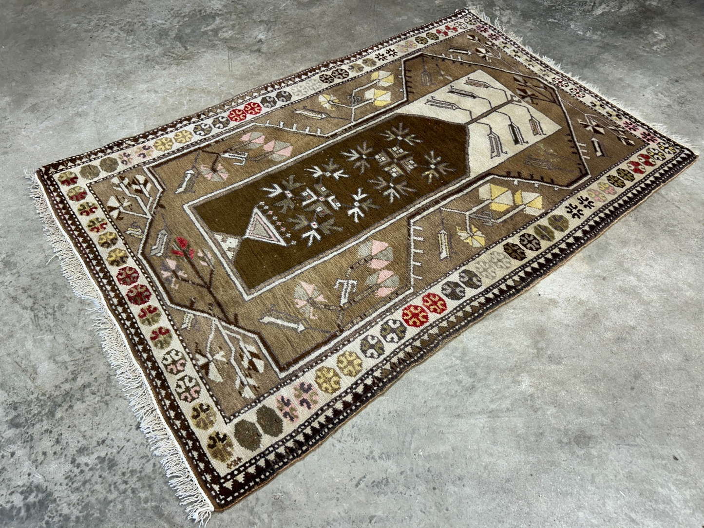 3'5"x5'3" Hand-Knotted 100% Wool Pile Kazak Area Rug - Carpet