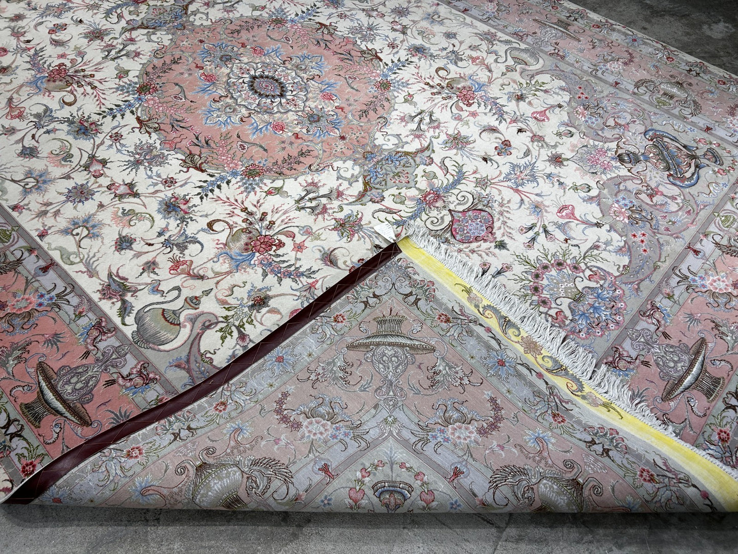 8'3"x11'7" Extremely Fine Hand-Knotted Wool & Silk Tabrize Area Rug - Signed