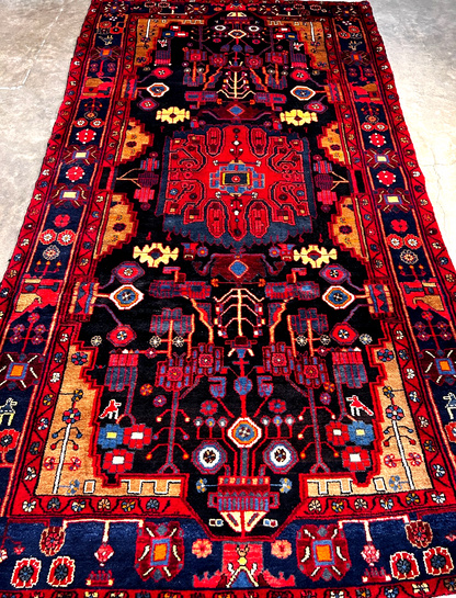 5'4" x 9'9" Hand-Knotted 100% Lamb Wool Pile Nahavande Area Rug