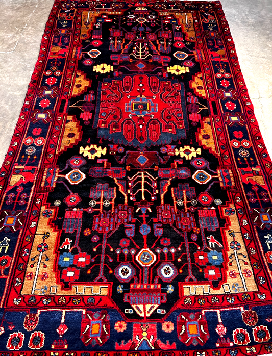 5'4" x 9'9" Hand-Knotted 100% Lamb Wool Pile Nahavande Area Rug