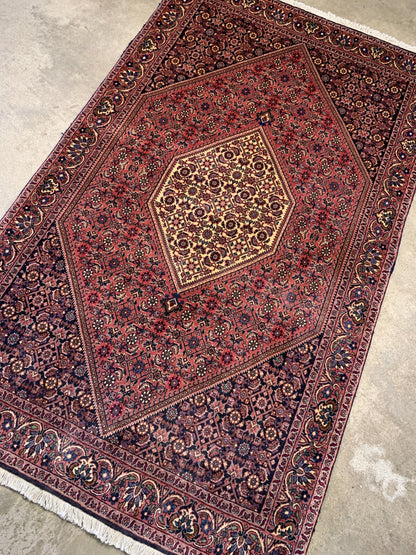 3'8"x6'1" Hand-Knotted 100% Wool Pile Bijare Carpet - Area Rug