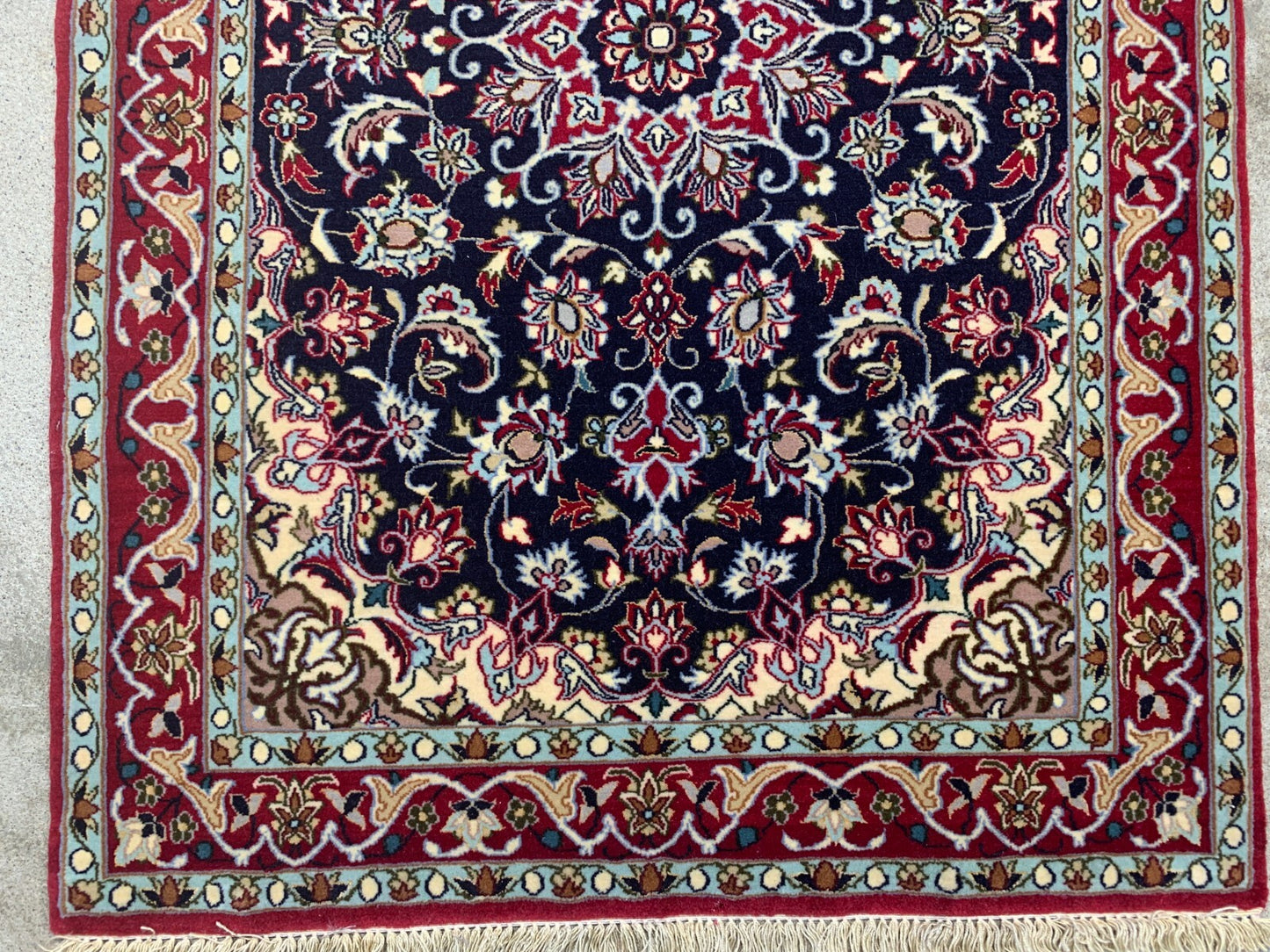 2'4"x3'5" Very Fine Hand-Knotted Wool & Silk Isfahane Rug - Area Carpet
