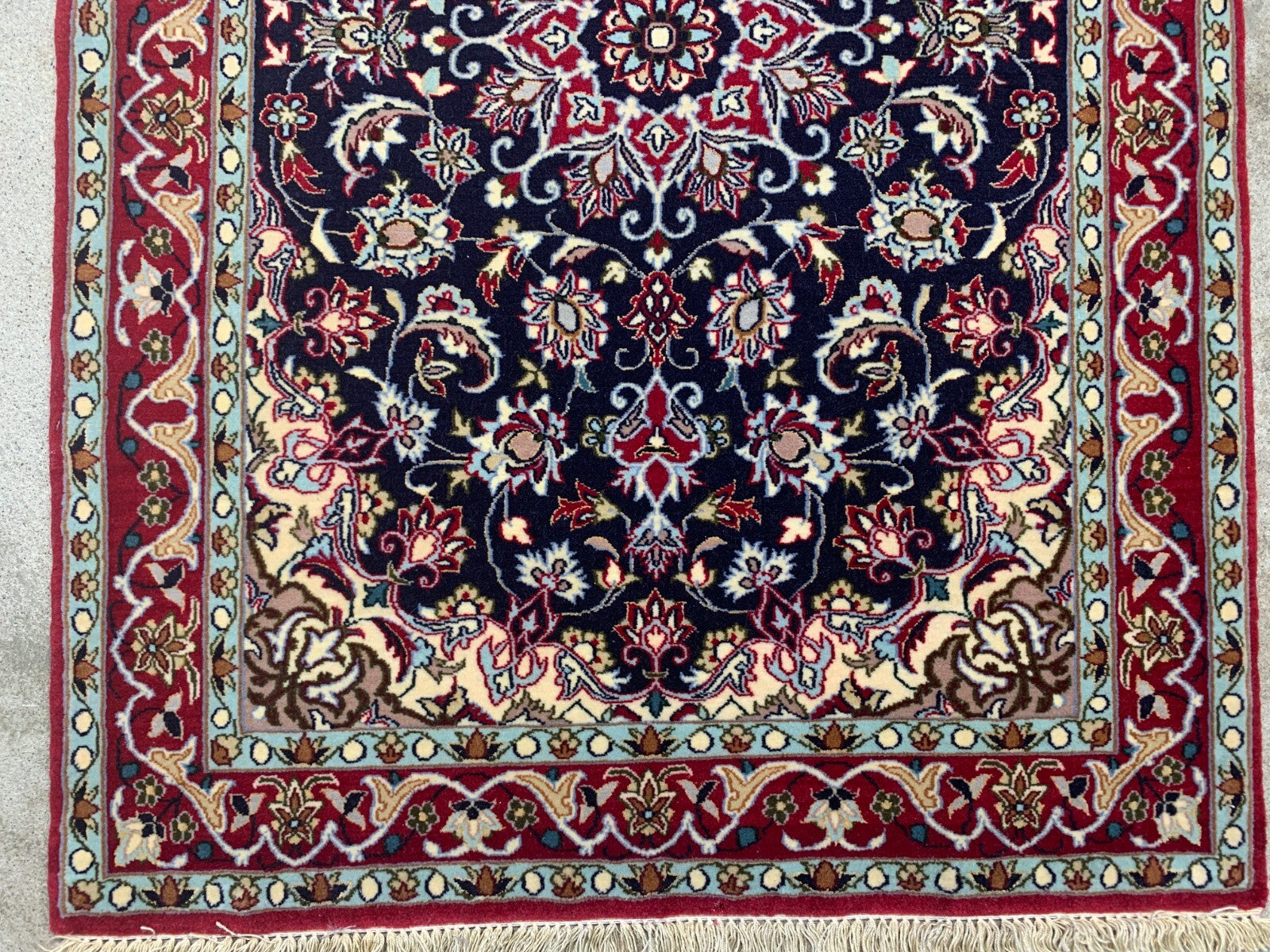 2'4"x3'5" Very Fine Hand-Knotted Wool & Silk Isfahane Rug - Area Carpet