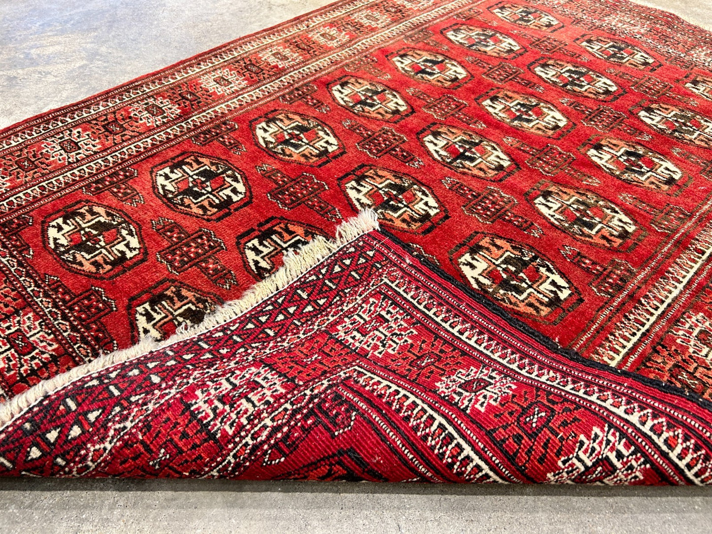 3'x4'2" Hand-Knotted 100% Wool Pile Turkaman Bokhara Rug