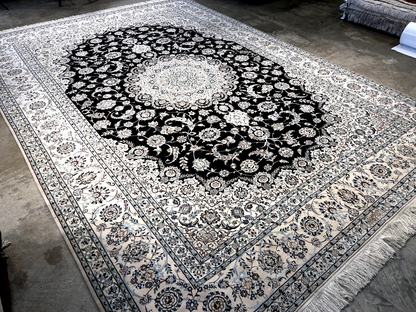  8'3"x11'10'' Very Fine Silk & Wool Habibian Naine Area Rug - Area Carpet