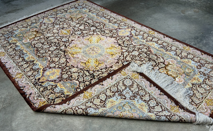 6'9"x10'2" Exquisite Hand-Knotted 100% Silk Qume Rug