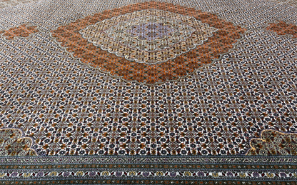 8'4"x11' Hand-Knotted Silk & Wool Tabrize Fish Style  Rug - Carpet