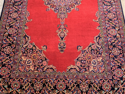 Collector Item - 4'6"x6'10" Hand Knotted Antique Fine Wool Pile Kashane Rug