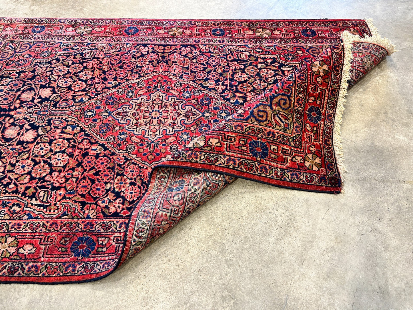 Rare Antique _ 3'5"x5'3" Hand-Knotted 100% Wool Pile Sarouke Josan Area Rug