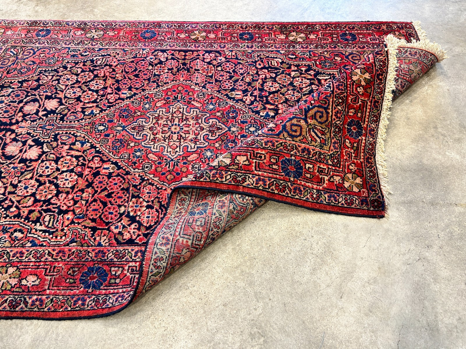 Rare Antique _ 3'5"x5'3" Hand-Knotted 100% Wool Pile Sarouke Josan Area Rug