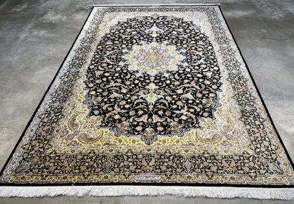 6'6"x10' Exquisite Hand-Knotted 100% Silk Qume Rug