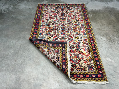 3'2"x5' Antique Hand-Knotted 100% Wool Pile Herize Bakhshayesh Rug