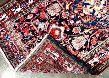 5'2" x 9'2" Hand-Knotted 100% Wool Pile Hamadane Area Rug - Carpet