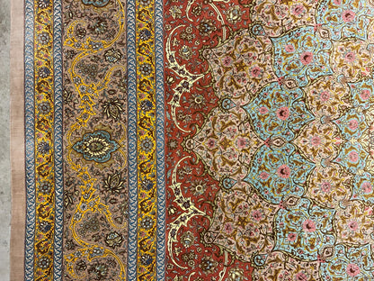 9'9"x13'4" Exquisite Signed Hand-Knotted 100% Silk Qume Rug