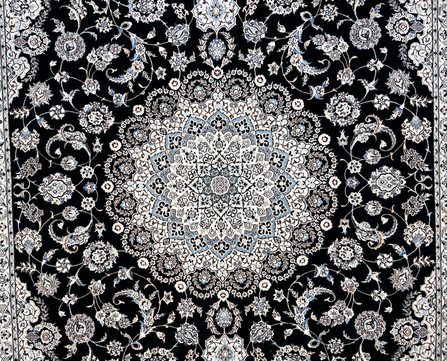  8'3"x11'10'' Very Fine Silk & Wool Habibian Naine Area Rug - Area Carpet