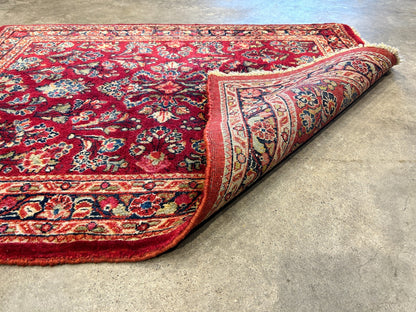 3'1"x4'1" Rare Size Antique Hand-Knotted 100% Wool Pile Sarouke Rug