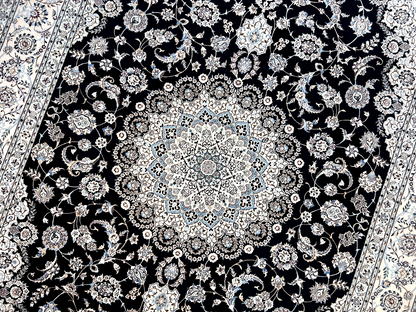  8'3"x11'10'' Very Fine Silk & Wool Habibian Naine Area Rug - Area Carpet