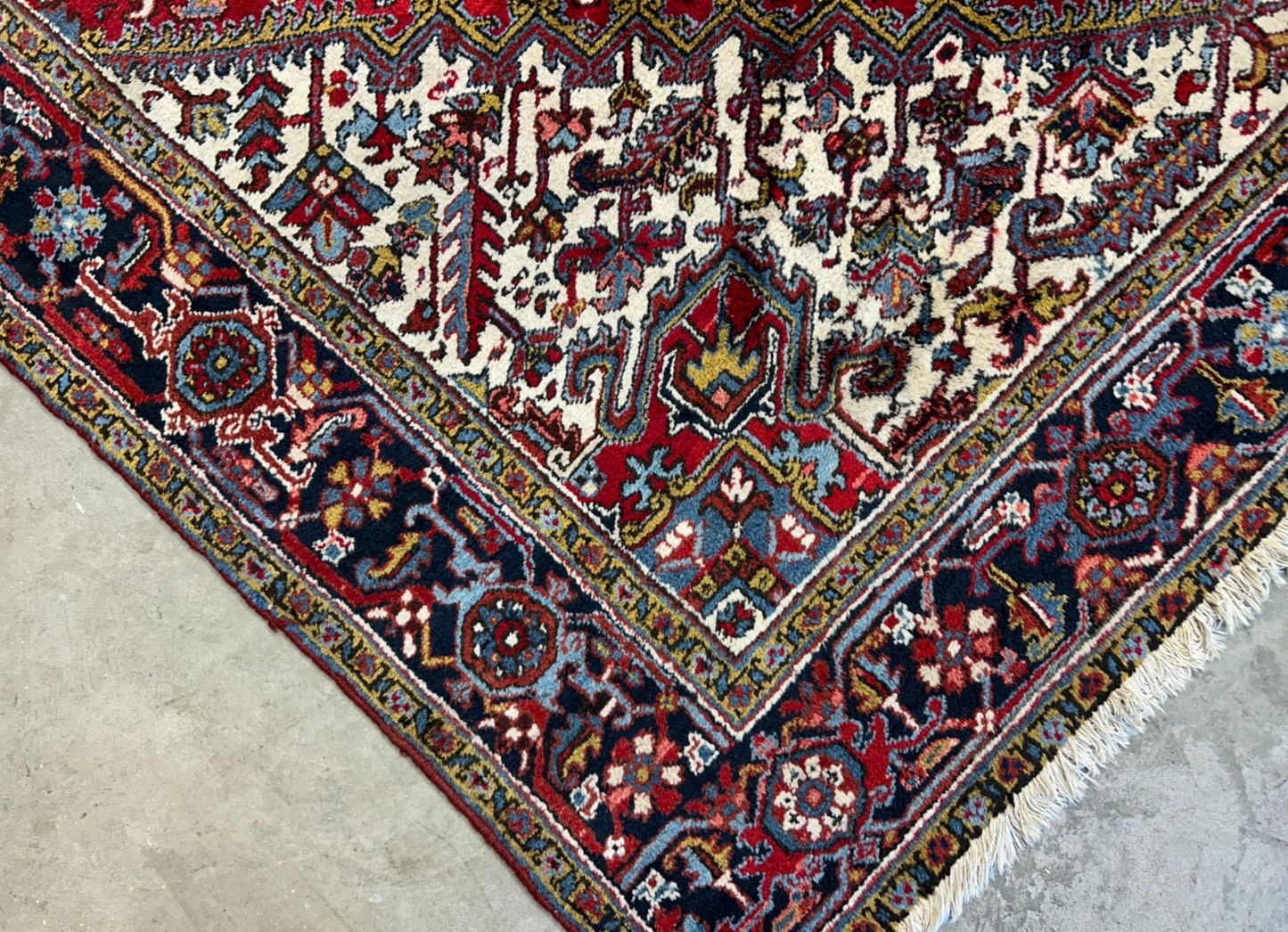 8'2"x10'8" Vintage Hand-Knotted 100% Wool Pile Herize Area Rug - Carpet
