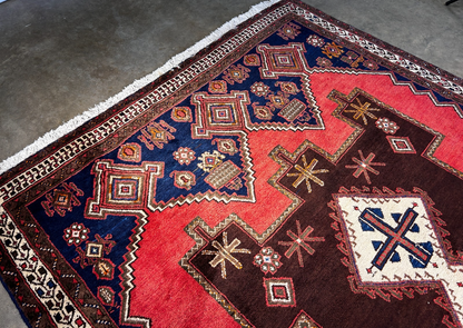 5'6" x 7'9" Hand-Knotted 100% Wool Hamadane Area Rug