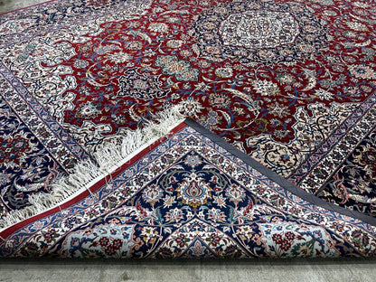 8'1"x11'9" Extra Fine Hand-Knotted Wool & Silk Isfahane Rug