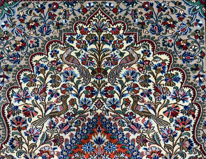 3'5"x4'9'' Very Fine Hand-Knotted 100% Wool Pile Qume Prayer Rug