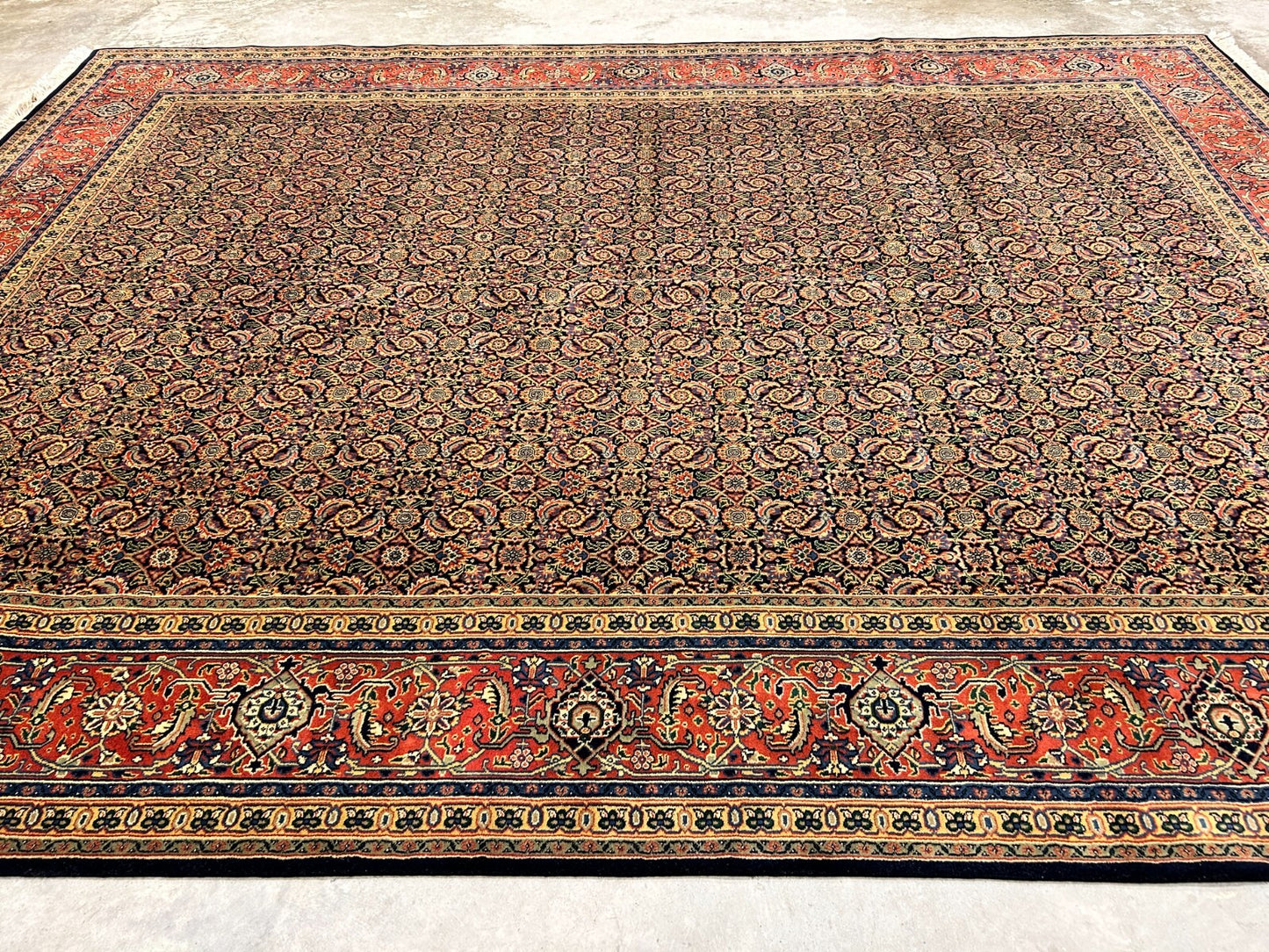 9'x12' Fine Hand-Knotted 100% Wool Pile Herati Design Carpet - Area Rug