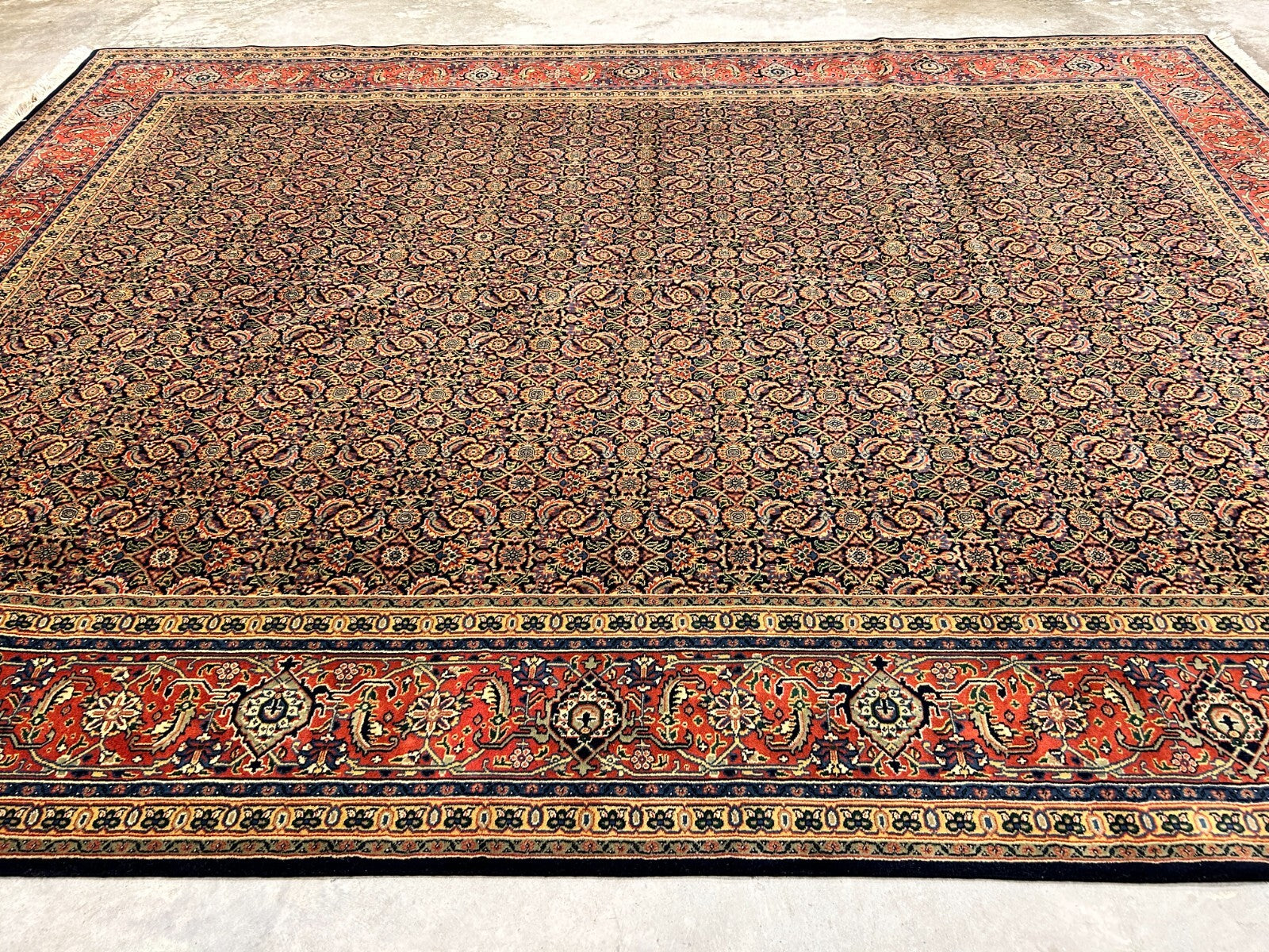 9'x12' Fine Hand-Knotted 100% Wool Pile Herati Design Carpet - Area Rug