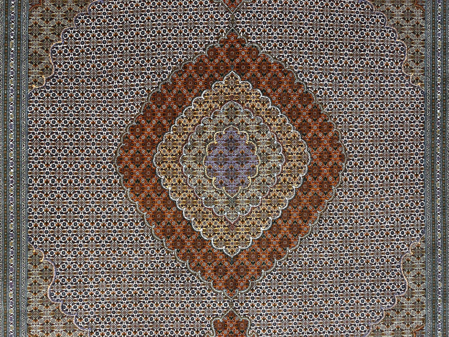 8'4"x11' Hand-Knotted Silk & Wool Tabrize Fish Style  Rug - Carpet