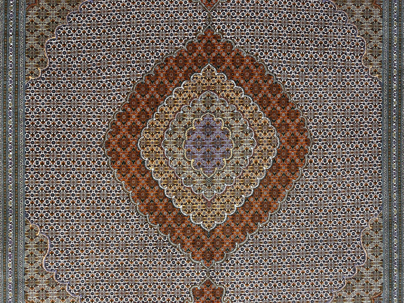 8'4"x11' Hand-Knotted Silk & Wool Tabrize Fish Style  Rug - Carpet