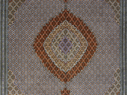 8'4"x11' Hand-Knotted Silk & Wool Tabrize Fish Style  Rug - Carpet