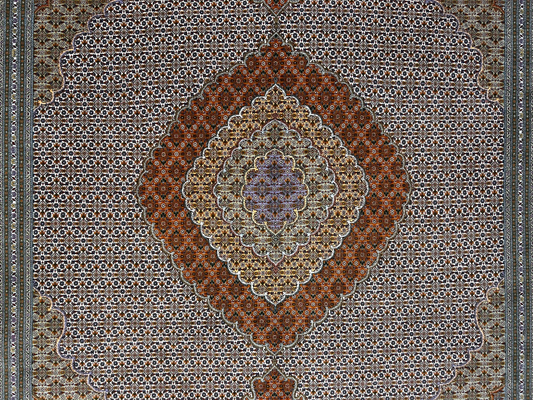 8'4"x11' Hand-Knotted Silk & Wool Tabrize Fish Style  Rug - Carpet