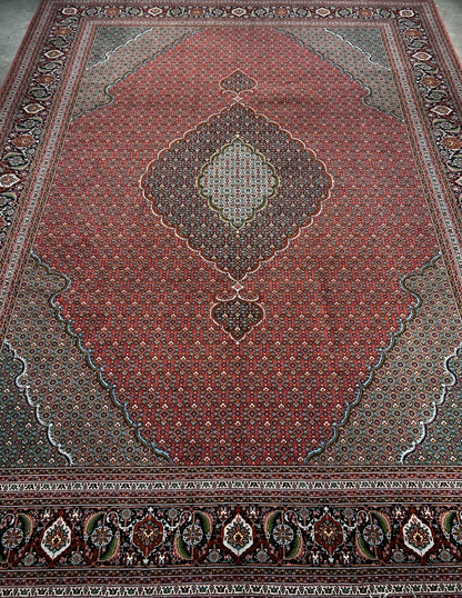 8'8"x11'3" One-Of-a-Kind Hand-Knotted Silk & Wool Tabrize Fish Style Rug
