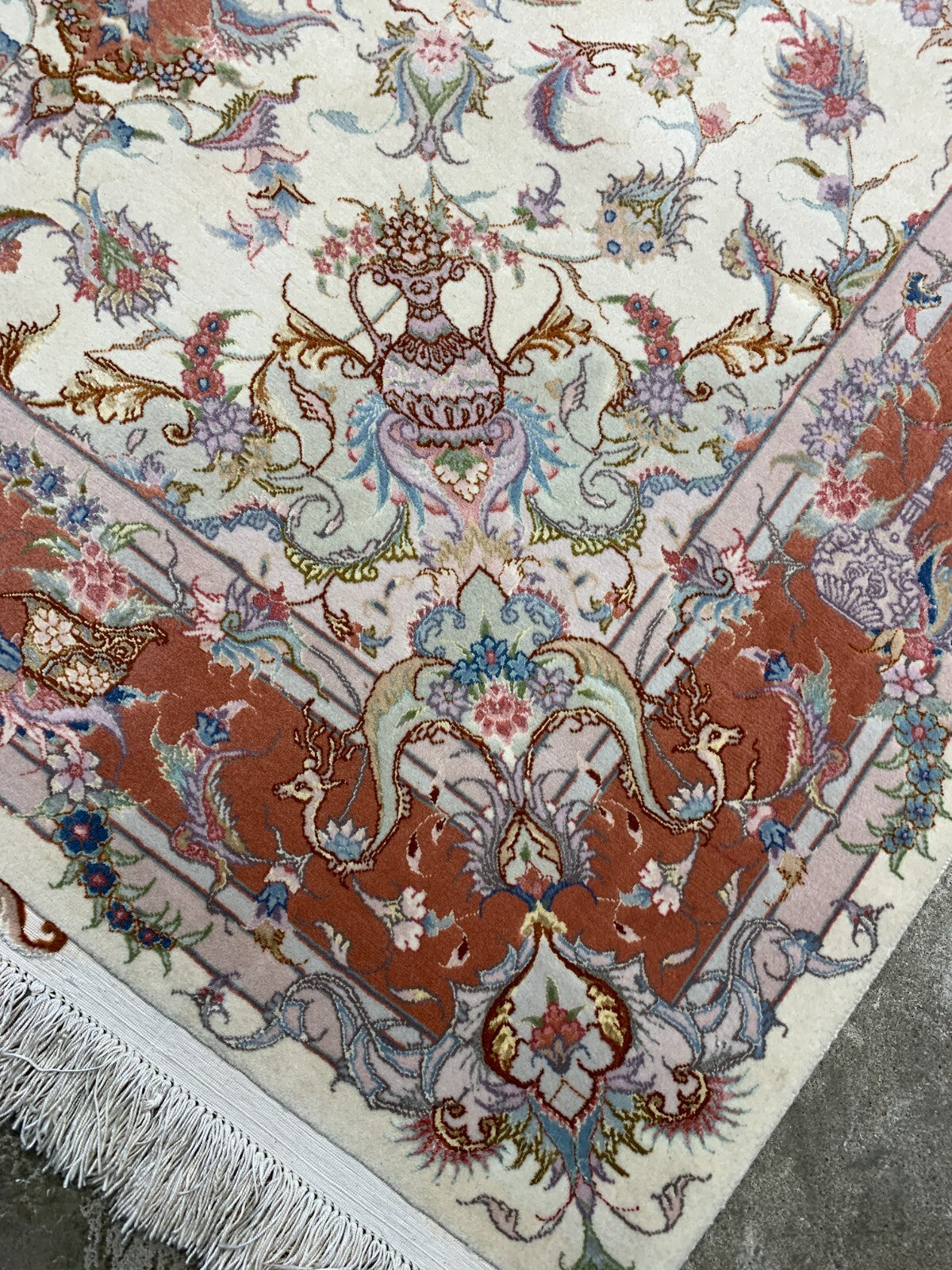 5'x6'8" Very Fine Hand-Knotted Wool & Silk Blend Tabrize Carpet - Area Rug