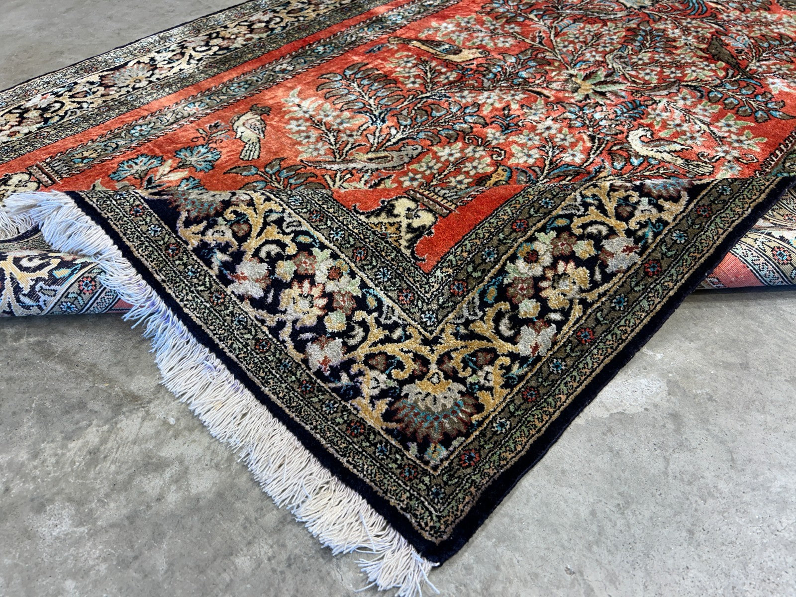 3'3"x5'7" Exquisite Fine Hand-Knotted 100% Silk Tree of Life Area Rug