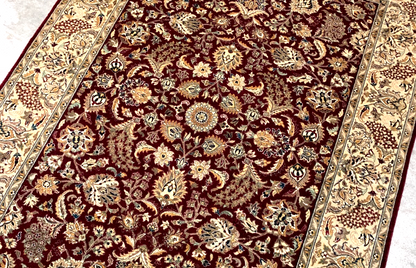 4'2"x6'0" Hand-Knotted Lahovere Vegetable-Dye 100% Wool Area Rug