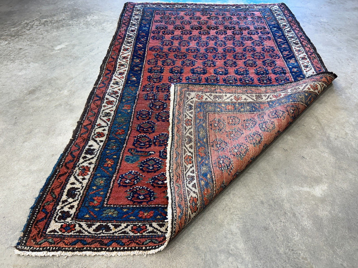 3'9"x5'9" Antique Hand-Knotted 100% Wool Pile Hamadane Area Rug - Carpet