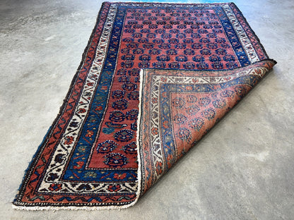 3'9"x5'9" Antique Hand-Knotted 100% Wool Pile Hamadane Area Rug - Carpet
