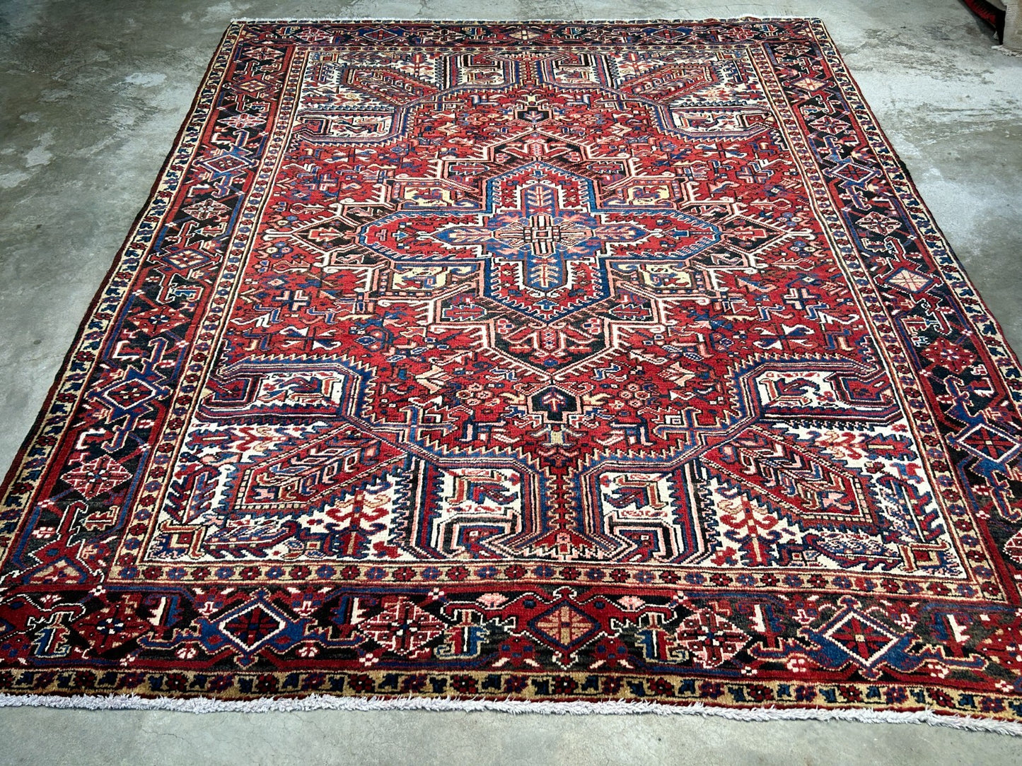 7'9"x9'1" Hand-Knotted 100% Wool Herize Carpet - Area Rug - Square Shaped