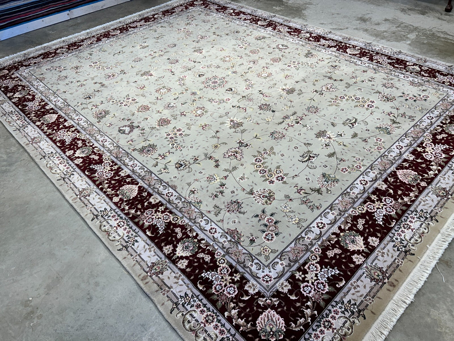 9'x12' Hand-Knotted Wool & Silk Pile Sinopersian Carpet - Area Rug