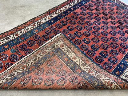 3'9"x5'9" Antique Hand-Knotted 100% Wool Pile Hamadane Area Rug - Carpet