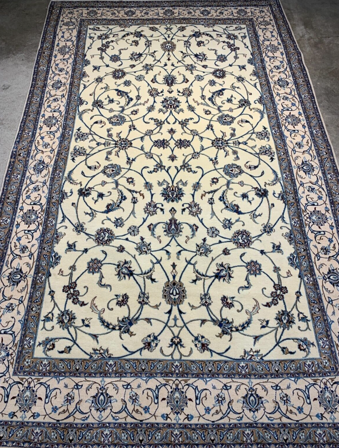 5'1"x8'6" Very Fine Hand-Knotted Wool & Silk Blend Naine Carpet - Area Rug